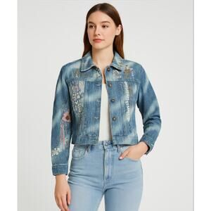 Sandy Starkman Embroidered Denim Jacket Women’s Size L | 100% Cotton | India-